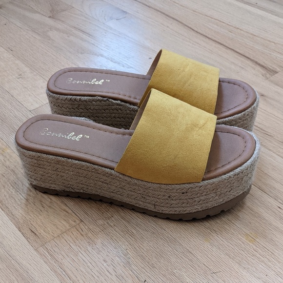 Bonnibel Mina Platform Espadrille Slide Mustard Yellow - Picture 4 of 9